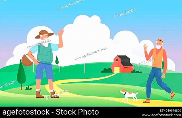 Pet owners. Cartoon happy man, woman and children playing or walking, Stock  Vector, Vector And Low Budget Royalty Free Image. Pic. ESY-058921667 |  agefotostock