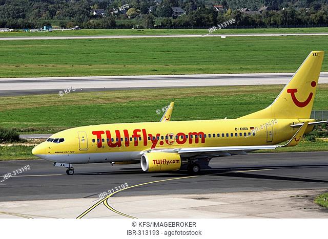 Boeing 737-700 with TUIfly design on the runway, airport Duesseldorf, NRW, Germany