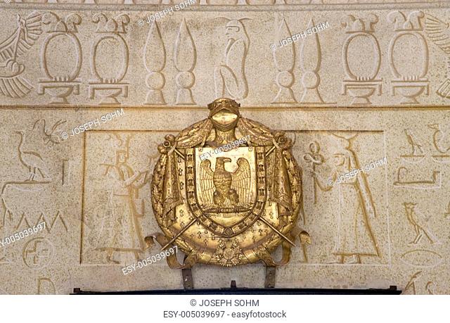 Egyptian symbols on Villa of San Martino on the island of Elba in the Tuscan Archipelago of Italy, Europe, where Napoleon Bonaparte was exiled in 1812