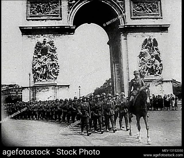 German Soldiers Marching Past the Arc De Triomphe In Paris, Vichy France - Paris, Vichy France