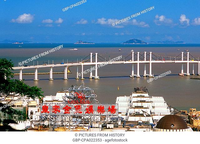 China: The Ponte de Amizade (Friendship Bridge) from Guia Hill, Macau