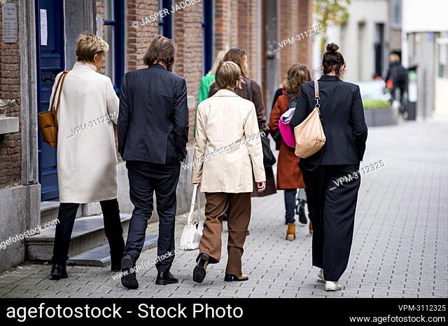 Lawyer Christine Mussche, Dymphne Poppe and Lisa Naert are seen at a session of the Criminal Court in Mechelen in the trial of television producer Bart De Pauw