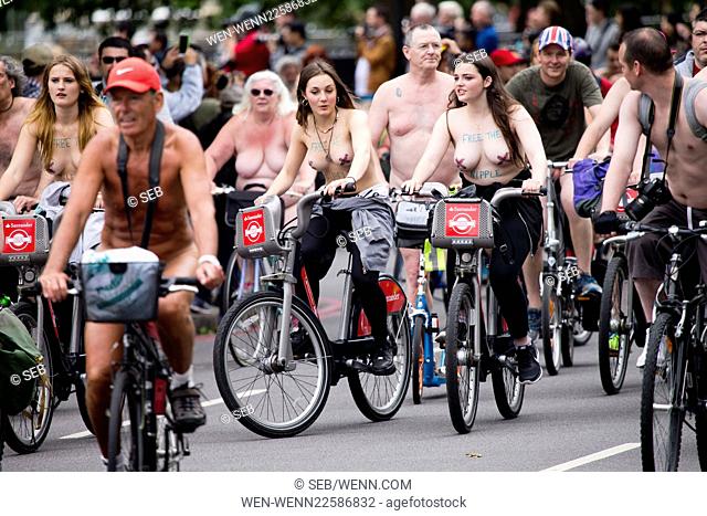 World Naked Bike Ride in London, beginning in Hyde Park Featuring:  Atmosphere Where: London, Stock Photo, Picture And Rights Managed Image.  Pic. WEN-WENN22586832 | agefotostock