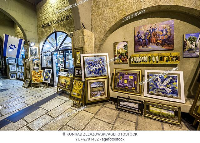Rozen Gallery at renovated Old Town Cardo Street - main street of ancient Jerusalem, Israel