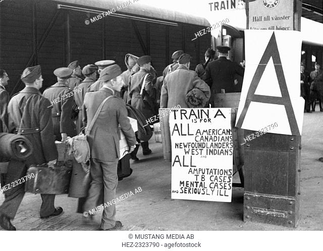 Exchange of prisoners of war, Trelleborg, Sweden, September 1944. Allied POWs at the station on their way to being repatriated