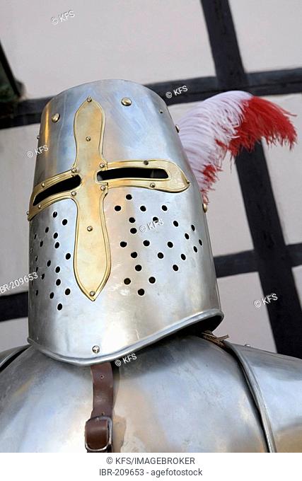 Helmet, suit of armour, Castle Burg, Schloss Burg, Solingen, Bergisches Land, NRW, Deutschland