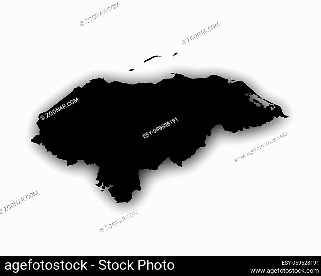 Karte von Honduras mit Schatten - Map of Honduras with shadow