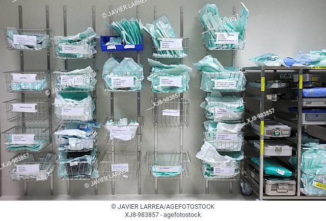 Store of sterilized surgical instruments and supplies, operating room. Hospital Policlinica Gipuzkoa, San Sebastian, Donostia, Euskadi, Spain