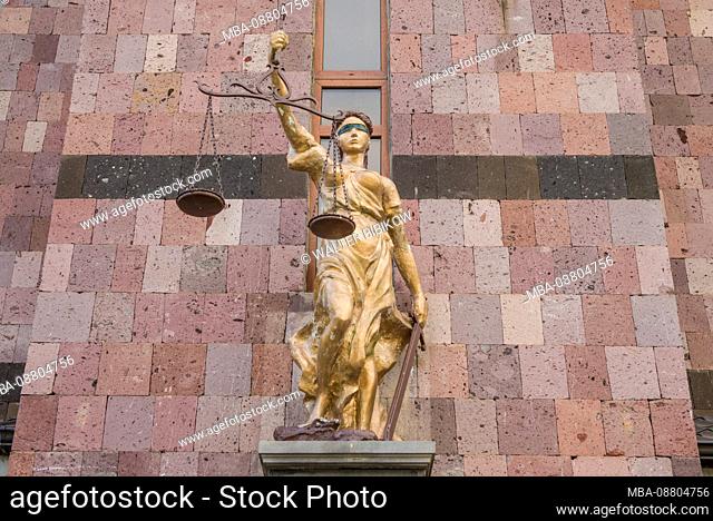 Armenia, Vanadzor, staue outside Palace of Justice