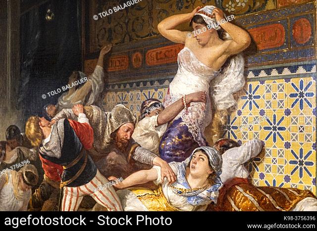 assault on the harem, 1880, oil on canvas, Ricard Anckermann Riera, Mallorca, Balearic Islands, Spain