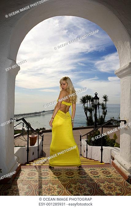 Beautiful Blond Standing in an Archway