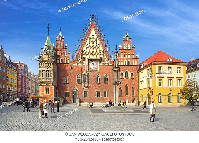 Wroclaw Gothic Town Hall, Old Town, Market Square, Lower Silesia, Wroclaw, Poland
