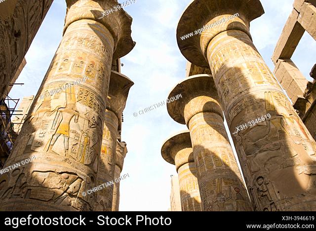 Great Hypostyle Hall in the Precinct of Amon-Re, Karnak Temple Complex, Luxor, Egypt, Northeast Africa