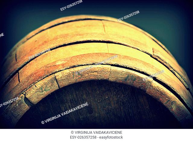 Vintage photo of old wooden barrel