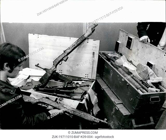 Oct. 10, 1971 - Big Hunt For Gun-Runners. Special Branch officers flew to Amsterdam yesterday to help Dutch police crack Operation Patriot I.R.A