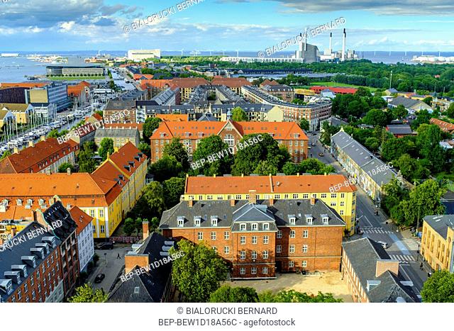 Dania - region Zealand - Kopenhaga - panorama centrum miasta z lotu ptaka Denmark - Zealand region - Copenhagen city center - panoramic aerial view of the...