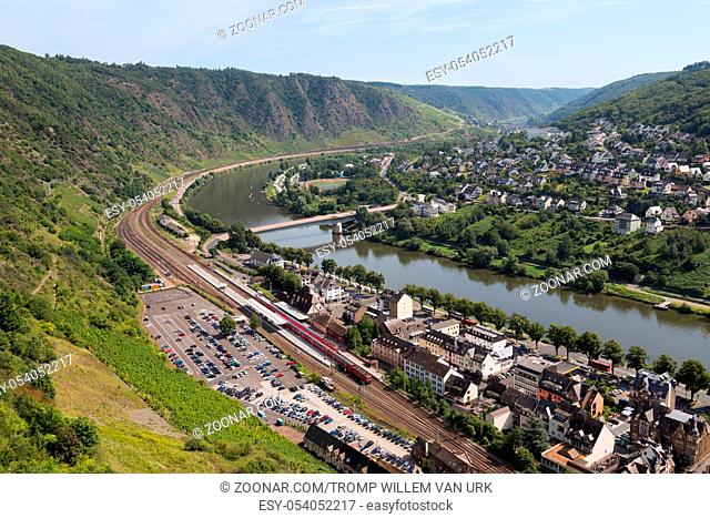 Cityscape of Cochem, historic German city along the river Moselle