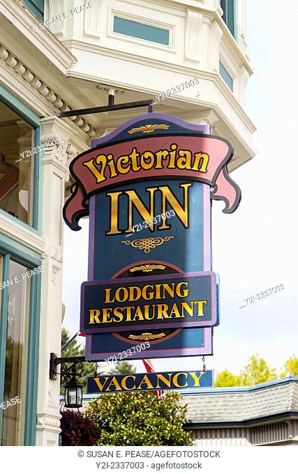 Sign for the Victorian Inn, Ferndale, California, United States