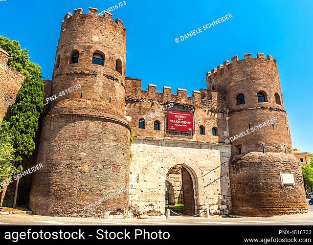 Italy, Rome, Aventine district, Porta San Paolo (Via Ostiense museum) in the Aurelian wall