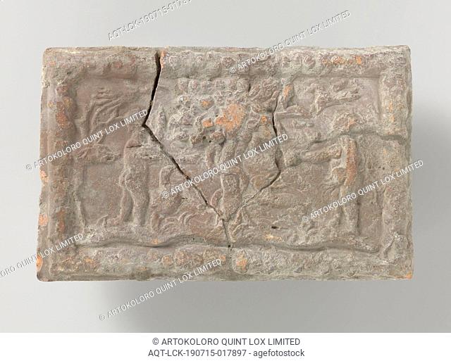 Fire brick with representation of Adam and Eve in Paradise, Fire brick with representation of Adam and Eve in Paradise. the three Maria's