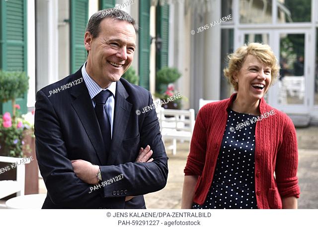 The British Ambassador Sir Simon McDonald and his wife Lady Olivia McDonald discuss preparations for the ambassador's garden party in honor of the Queen on 25...