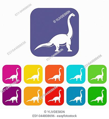 Brachiosaurus dinosaur icons set illustration in flat style In colors red, blue, green and other