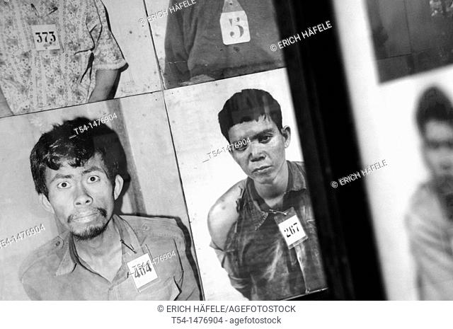 Pictures of prisoners in Tuol Sleng Genocide Museum in Phnom Penh