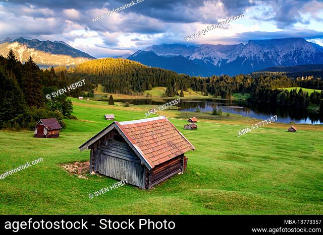 Hut on Geroldsee with the KArwendel in the background