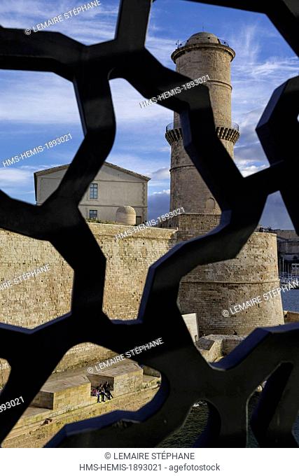 France, Bouches du Rhone, Marseille, 2013 European Capital of Culture, Fort St. John Mucem view from the Museum of the civilizations of Europe and the...