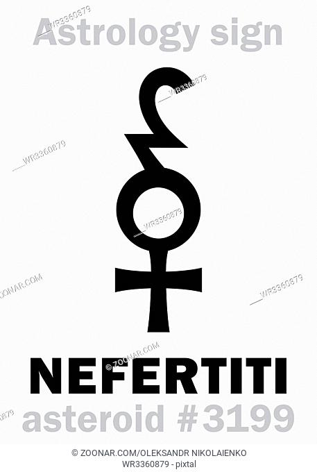 Astrology Alphabet: NEFERTITI («Beauty has come»), asteroid #3199. Hieroglyphics character sign (single symbol)