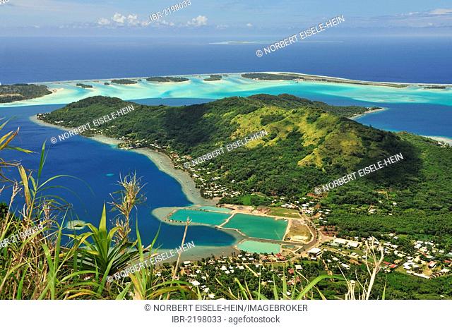 View of Vaitape, Bora Bora, Leeward Islands, Society Islands, French Polynesia, Pacific Ocean