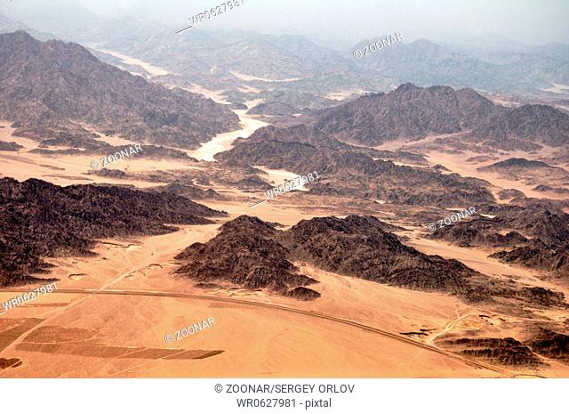 Aerial view of the egyptian mountains and plateaus