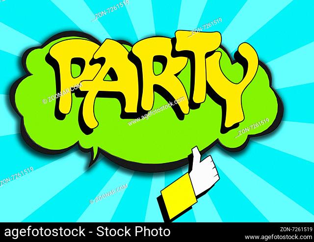 Pop Art comics icon with party word image with hi-res rendered artwork that could be used for any graphic design