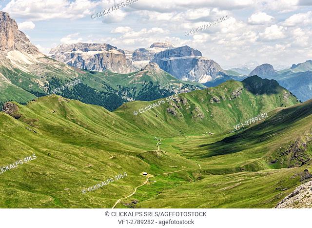 The Dona Val and The Sasso Piatto mountain, Dolomites, Italy