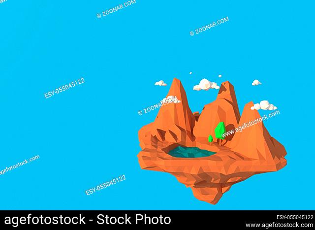 3D illustrator High mountains. 3d rendering low polygon geometry background. Abstract polygonal geometric Shape. Lowpoly minimal style art