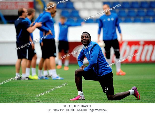 Liberec player Dzon Delarge trains prior to the 3rd qualifying round of the European League, Liberec vs FC Curych, in Liberec, Czech Republic, July 31, 2013