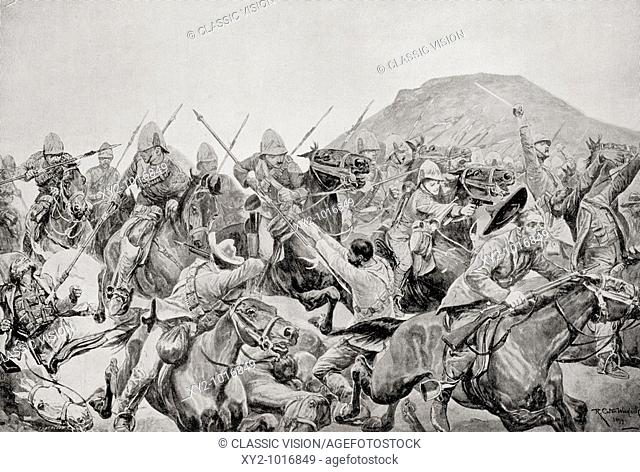 Charge of the 5th Lancers at The Battle of Elandslaagte, 21 October 1899, during the Second Boer War  From the book South Africa and the Transvaal War by Louis...