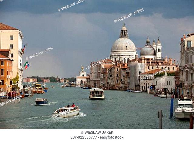 Venice - the view on Canal Grande and Salute before the storm