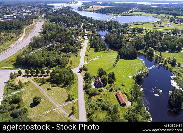 Landscape near Frövi village and lake Väringen in Örebro county, Sweden