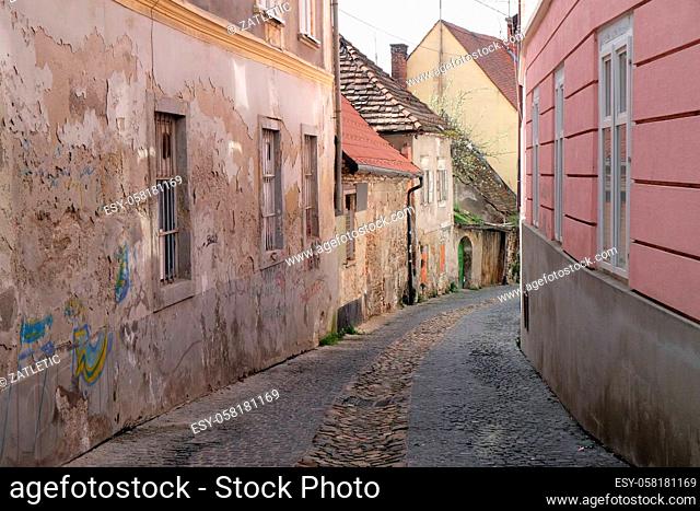 Ancient narrow street in Old Town. Maribor is the second largest city in Slovenia