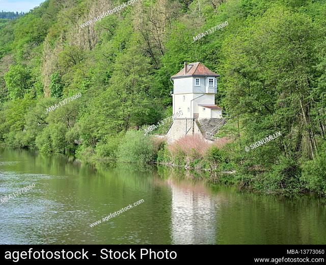 A train station on the banks of the Lahn in Bad Ems in Rhineland-Palatinate