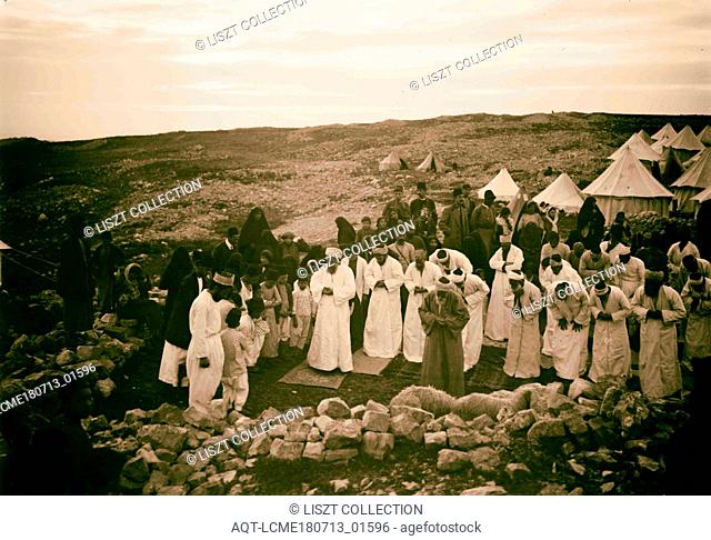 The Samaritan Passover on Mt. Gerizim Evening prayer 1900, West Bank