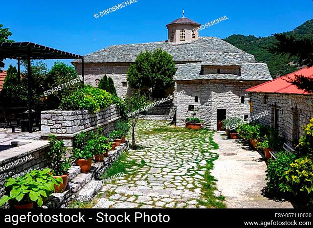 View of the Monastery of Spilia at the Argithea region in Thessaly, Greece