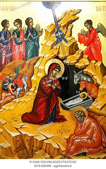 Nativity of Christ, icon in Dormition church (16 cent.), Krylos, place of old capital of Halych principality, Ivano-Frankivsk Oblast (province), Ukraine