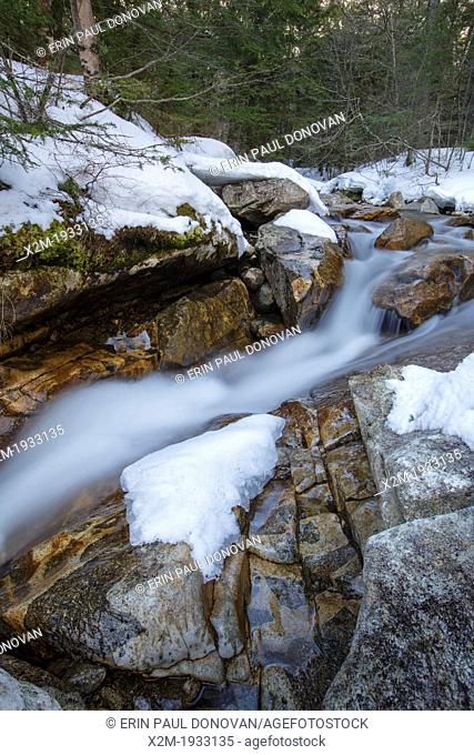 Franconia Notch State Park - The Pemigewasset River just above ""The Basin"" viewing area in Lincoln, New Hampshire USA during the spring months