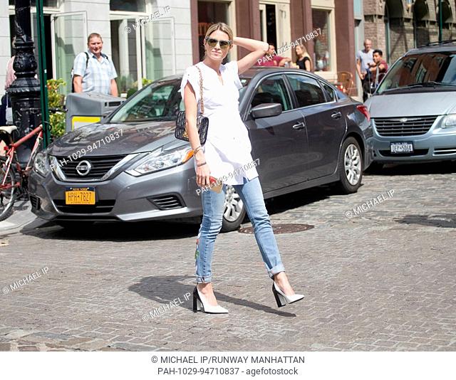 Blogger Helena Bordon posing outside of the Jason Wu runway show during New York Fashion Week - Sept 8, 2017 - Photo: Runway Manhattan/Michael Ip ***For...