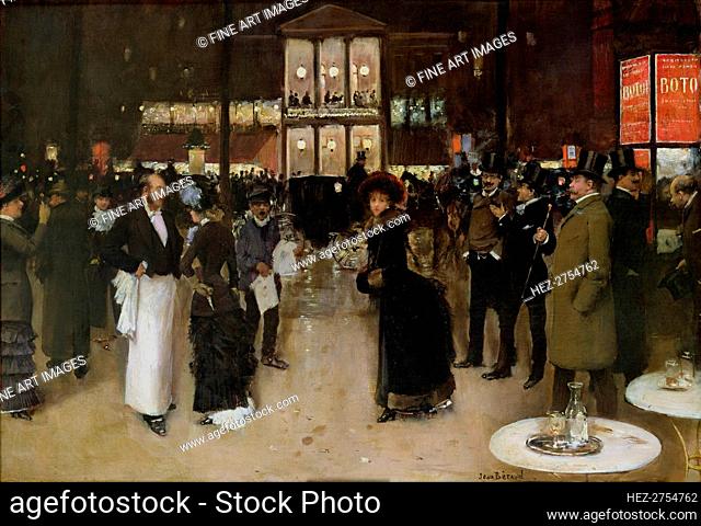 Le boulevard Montmartre, la nuit, devant le thÚÔtre des VariÚtÚs, ca 1885. Creator: BÚraud, Jean (1849-1936)