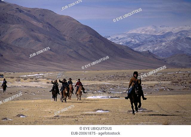 Kazakh nomads gathering for New Year horse race