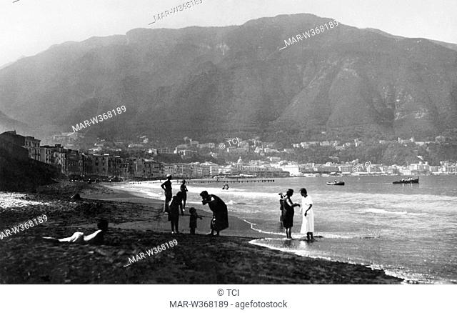 Lattari Mountains, beach, castellammare di stabia, campania, italy 1920 1930