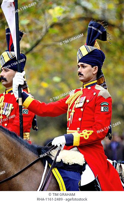 Pakistan mounted guard attending ceremony in London to unveil memorial to Commonwealth military who fought in the World War